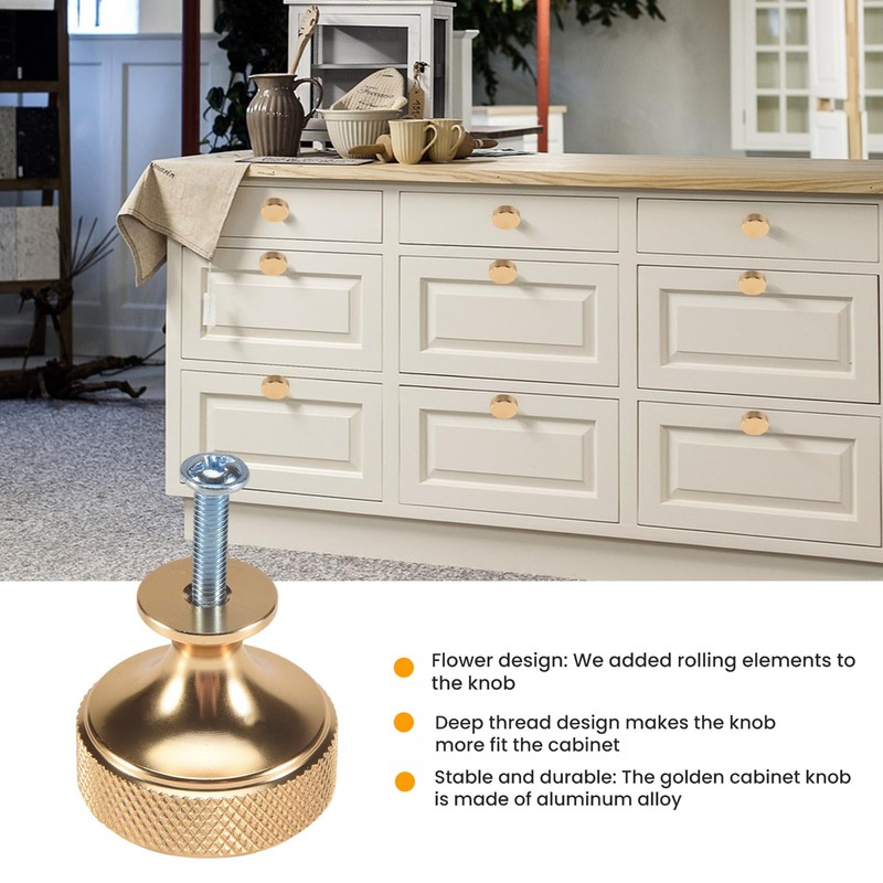 Yieidui 10 Pack 1.2 Inch Brushed Gold Cabinet Knobs Gold