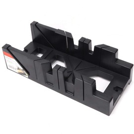 Wood Gypsum Miter Box, 11" HIPS Plasitc 0/45/90 Degree Clamping Miter Box w/Inclined 45° Cutting Surface for Hand Saw 4 Cutting Angles