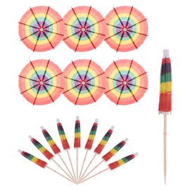 sourcing map 24 Pcs Rainbow Drink Umbrellas Cocktail,3.9 Inch Cocktail Picks Toothpicks Colorful Mini Paper Umbrellas for Drinks Cupcake Beach Party Decorations