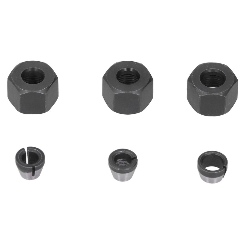 6Pcs Router Collet Adapter Carbon Steel 6mm 6.35mm 8mm Set
