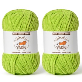 2 Pack Lime Green Fluffy Velvet Yarn for Crocheting,Chunky Chenille Baby Blanket Yarn for Crochet,Soft Fuzzy Puzzle Yarn for Knitting,(100g/3.53oz Each) Bulky Thick Amigurumi Crochet Yarns
