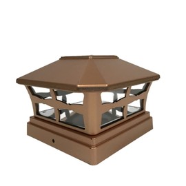 JAYXC HOME 4-Pack Solar Unique Charm Outdoor Post Cap LED Lights for 5x5 PVC, Vinyl, or Plastic Post (Copper Finish Color)