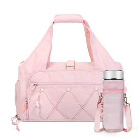 MOSISO Gym Bag for Women, Travel Duffle Weekender Overnight Workout Carry on Small Tote Sport Gym Duffle Bag with Shoe Compartment&Wet Pocket&Water Bottle Holder for Fitness, Yoga, Weekend, Pink