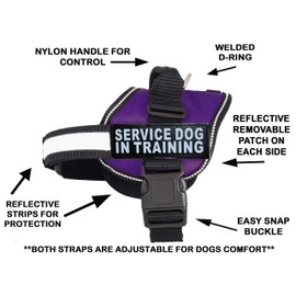Service Dog in Training Harness with Removable Saddle Bag Dogs Backpack Harness Pack Carrier. 2 Removable Patches. Please Measure Dog Before Ordering. Made by Doggie Stylz