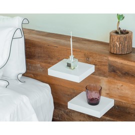 QsQueen Floating Shelves, Floating Shelves for Wall, Wall Shelves with Invisible Bracket, Bathroom Shelves, Bedroom Decor, Floating Shelf, Shelves for Wall Storage, Display Shelf, Set of 2