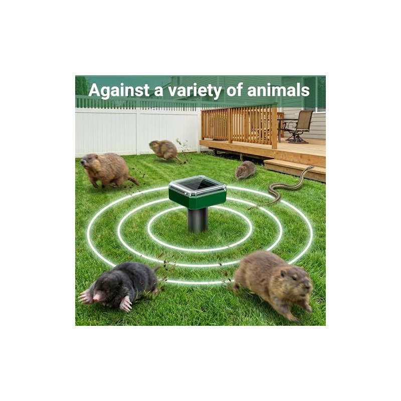 4 Packs Solar Mole Repellent, 2026 Upgraded Ultrasonic Gopher Deterrent