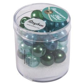 RAYHER 14475000 (Semi-Transparent Renaissance Glass Wax Beads with Large Hole 10 mm, Dose 32 Stück, grün Mix