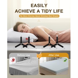 ASADAYS 2-Pack Bed Sheet Fasteners 4-Clip Adjustable Triangular Elastic Straps Cross Mattress Anti-Slip Grippers Secure Grip Clips for Bed Sheets and Sofa Cushions Essential for Home (White-4Clip/2P)