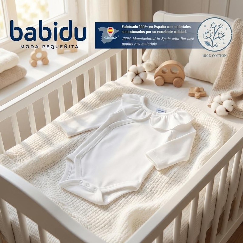 BABIDU Body Neonato Incrociato a Maniche Lunghe 100% Cotone con