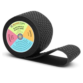 Mandala Crafts Cinta elástica de Silicona de 2 Pulgadas para Ropa - Banda elástica Antideslizante con Puntos de 5 Yardas para Coser - Cintas elásticas de Tela Plana de Silicona Negra