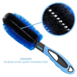 Car4Good ® Premium Wheel Brush With Microfibre Cloth For Effective Rim Cleaning Of Alloy Wheels, Brush For Cleaning Car Rim
