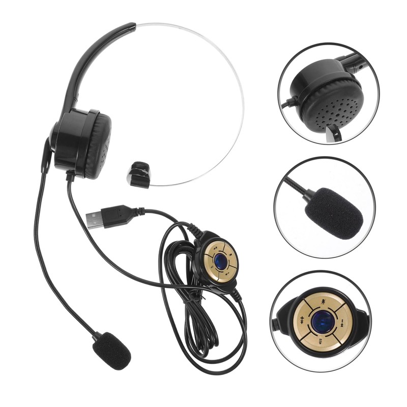KOMBIUDA Single Ear Headset with Microphone Practical Wired Headphone for