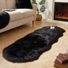AMTOVO Faux Sheepskin Rug, Black Ultra Soft Fluffy Shag Area