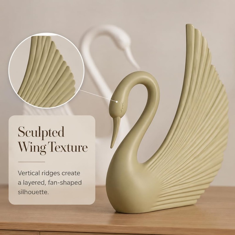 2PC Swan Statues, Heart‑Shaped Couple Sculpture for Home Tabletop Decor