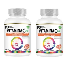 Vitamina C 24h con Bioflavonoides y Prebióticos |Combo duo| Con Zinc y Magnesio | Suplemento Alimenticio | 90 Cápsulas