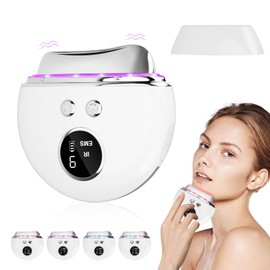 EMS Gua Sha Electric Face Massager with 4 Modes, Against Wrinkles, Blue, Purple, Red Light Lamp, Face Cold Heat Massager Face, 9 Intensity Levels, Face Massager for Face and Neck