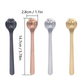 Tomedeks Pack of 4 Cat Claw Coffee Spoons, Stainless Steel Spoon and Coffee Spoon for Tea, Milk, Coffee, Dessert, Milkshake, Ice Cream Spoon