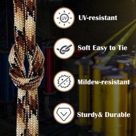 MONOBIN Paracord Rope 100FT for Making Paracord Projects, 4mm 7 Strand Parachute Cord for Lanyard, Survival Bracelets, Clothsline,Hiking (Desert Camo, 100FT)
