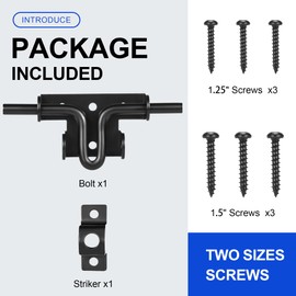 HTHOOOOOME Slide Bolt Gate Latch with Padlock Hole, Heavy Duty Fence Slide Latches Outdoor Doors for Wooden Fence, Shed Door, Vinyl Door