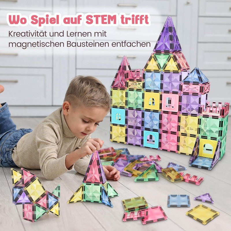 Magnetic Tiles 120 Pieces Children's Toy STEM Magnetic Toy for