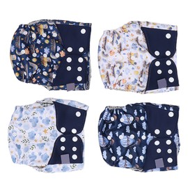 4 Pcs Reusable Cloth Diapers Easy to Set Up Washable Newborn Diapers for Girls Boys Bayies