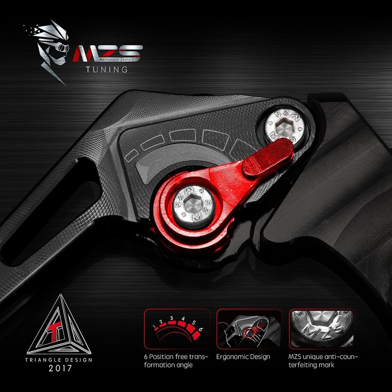 MZS Black Motorcycle Clutch Brake Levers Short Adjustable CNC Compatible