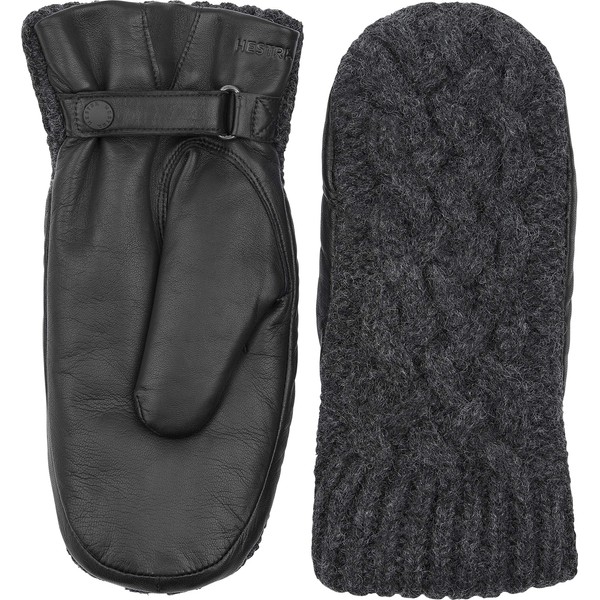 Hestra Ragnhild Cable Knit Insulated Wool Mitt - Charocoal/Black -