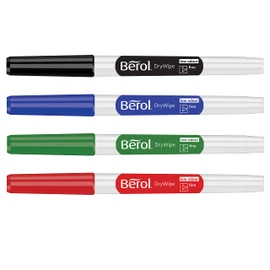 Berol Dry Wipe Whiteboard Marker Pens | Fine Tip | Black Low-Odour Ink | 4 Dry Erase Markers