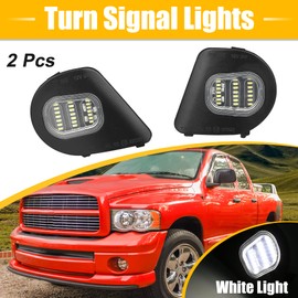 X AUTOHAUX Turn Signal Light for Dodge for Ram 1500 2500 3500 4500 5500 68087238AA 68302824AA Car Rear View Mirror Light LED Side Marker Puddle Light Lamps Assembly White Light 2pcs