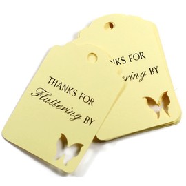 Butterfly Thank You Tags - Thanks for Fluttering By - 12pc (Yellow)