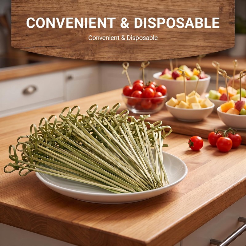 200 PCS Bamboo Skewers,12cm Cocktail Sticks for Food