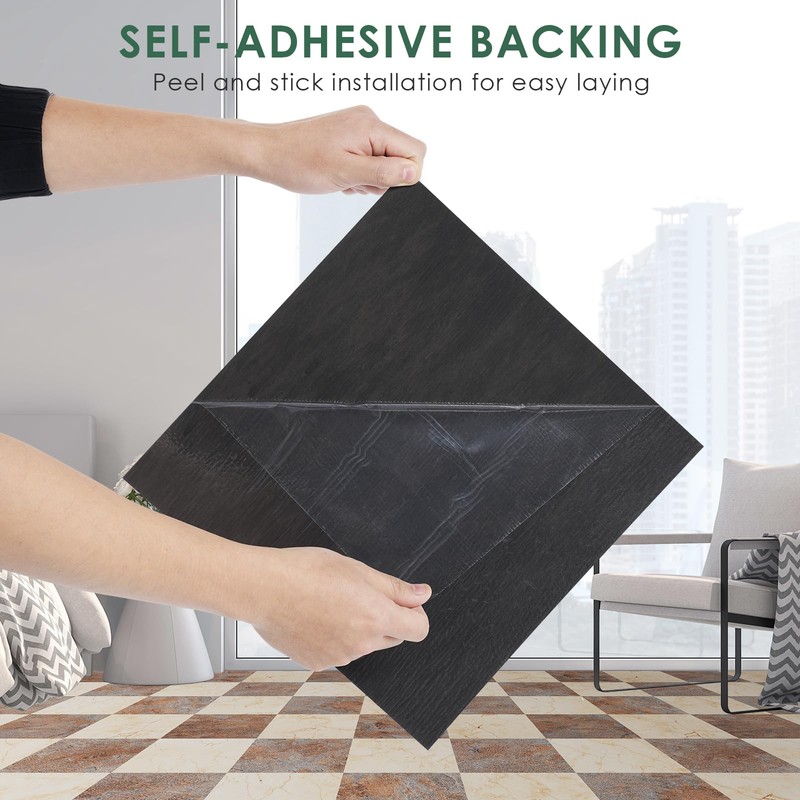 VallisCo 30-Pack Peel and Stick Vinyl Floor Tiles, 12"x12" Self-Adhesive