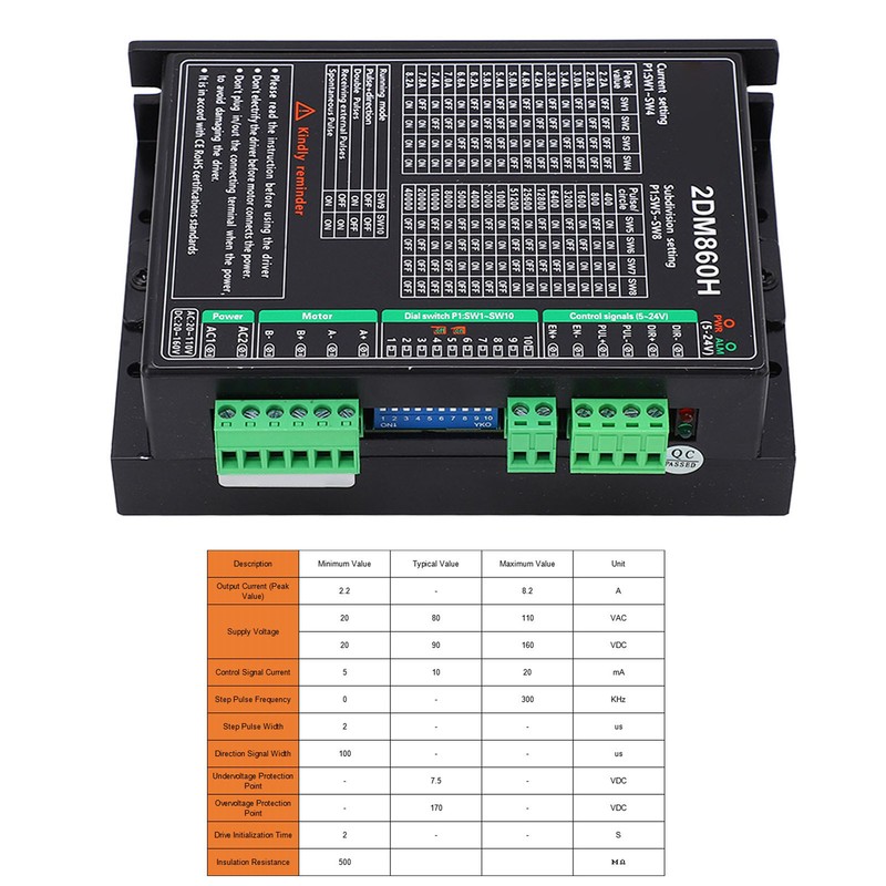 Digital Stepper Motor Driver 2 Phase 16 Subdivisions 16 Currents