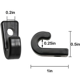 JJHXSM 16 Ganchos de Nailon en Forma de J para Kayak, Cuerda elástica, canoas, Barcos, Color Negro