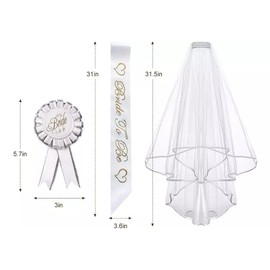 AivaToba Juego de 5PCS Banda Nupcial, Accesorios de Fiesta para Mujer, Incluye Banda, Tiara y Velo de Novia, Broches y Pegatinas, Ideal para Mujer para Boda, Despedida de Soltera