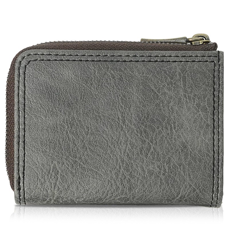 Edwin Men's Coin Purse, Metal Plate, Grain Leather, Card Storage,
