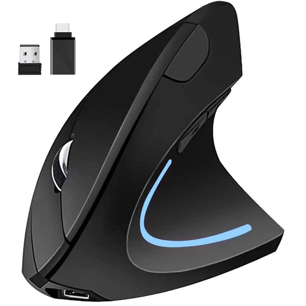 QYFP Ergonomic Mouse Wireless Bluetooth Rechargeable Vertical Wireless Mouse (2.4