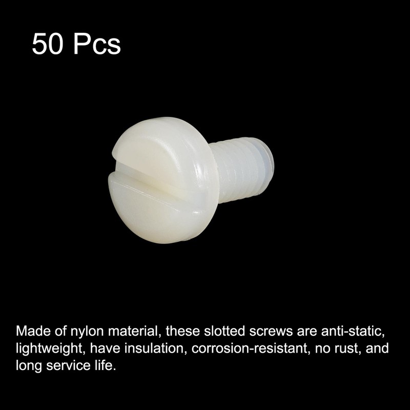 sourcing map Nylon Machine Screws, M6x12mm Slotted Pan Head Fasteners