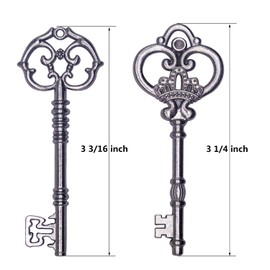 Gutapo Extra Large Antique Skeleton Keys for Wedding Decoration Favor Handwork Gift Santa's Key, Zinc, No Gemstone