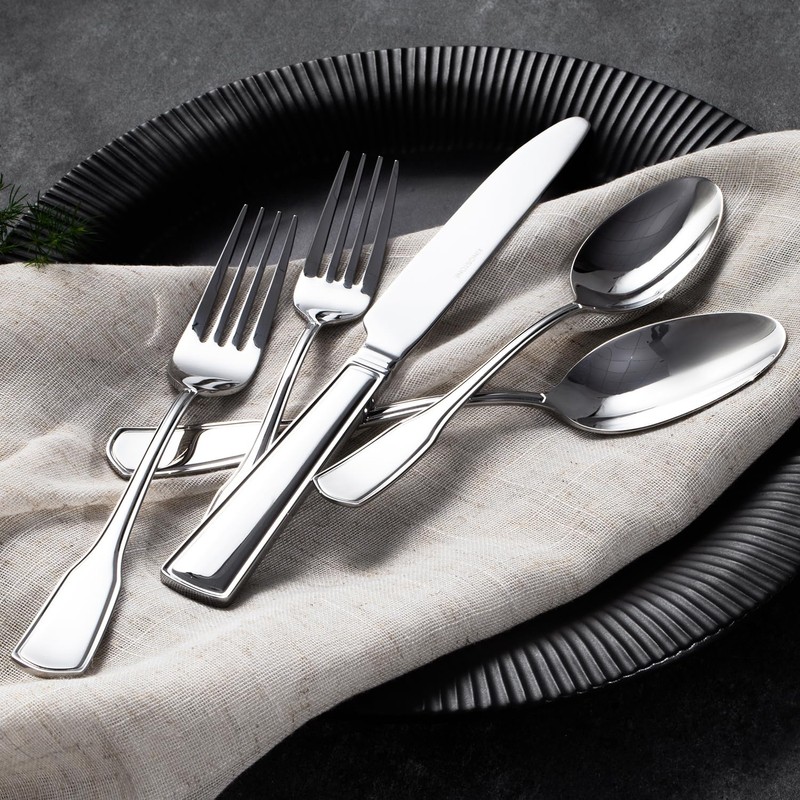 KINGSTONE 40-Piece Silverware Set, 18/10 Stainless Steel Flatware Set for