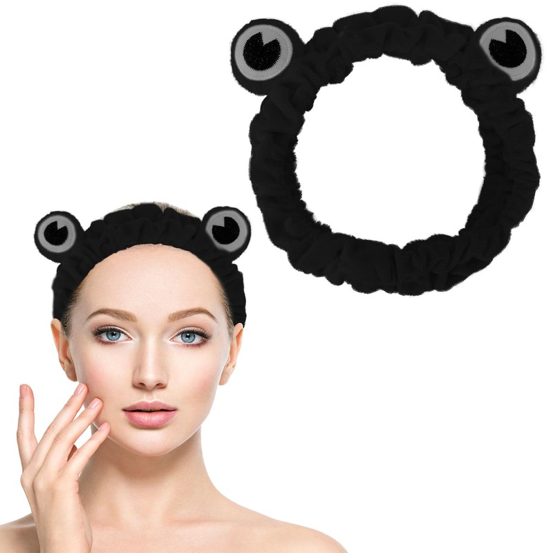 Jowmoy black Frog Eye Elastic Headband - Versatile for Spa,