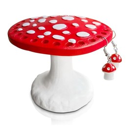 Cute Mushroom Jewelry Holder, Earring Display Holder Stand Earring Organizer Christmas Birthday Room Decor, Resin Earring Stands Art Decorative Earring Rack Cute Jewelry Holder for Organizing