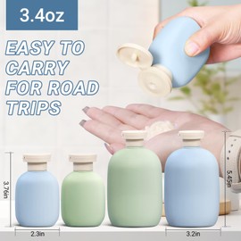 3.4oz Travel Bottle with Flip Cap, Leak Proof Squeeze Bottles, Refillable Plastic Travel Containers for Creams, Lotion, Foundation, Shampoo, Conditioner