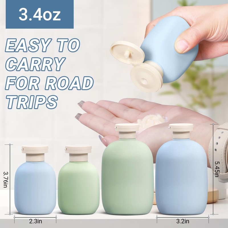 3.4oz Travel Bottle with Flip Cap, Leak Proof Squeeze Bottles,