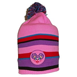 UPF 50+ Coppertone/Sesame Street UV Headwear Little Girls' Abby Micro Fleece Lined Slouchy Toque With Pom Pom, Abby Pink, Large, Abby Pink
