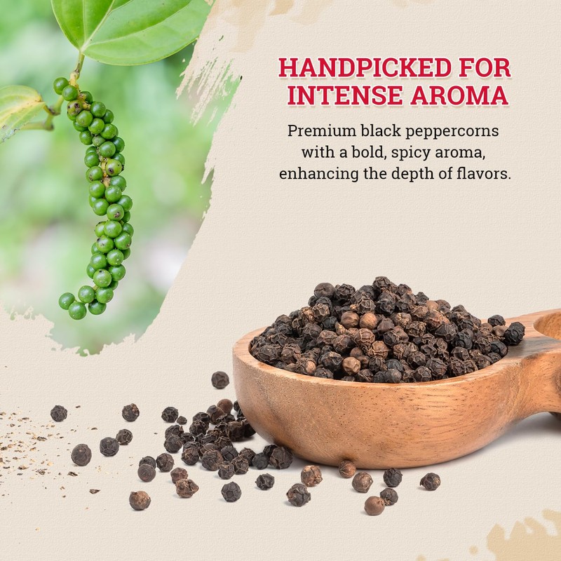 52USA Whole Black Peppercorns 18 oz + Himalayan Pink Salt