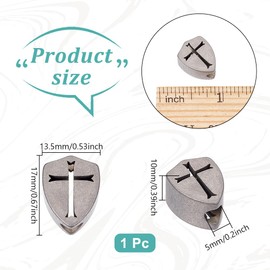 nbeads Lanyard Beads Made of Cross Alloy, Titanium Lanyard Beads Shield with Cross Spacer EDC Pendant Beads for Lanyard Key Chain Bracelet, Platinum Colour