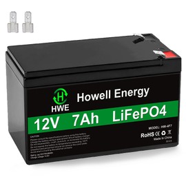 HWE 12V 7Ah Rechargeable Battery, 4000 Deep Cycle Lithium LiFePo4 12 Volt 7 amp Replacement for 6FM7 1270 SLA Battery, Alarm System, UPS, Lighting, Solar, Ride on Toys, 15A BMS, F1 & F2 Terminal