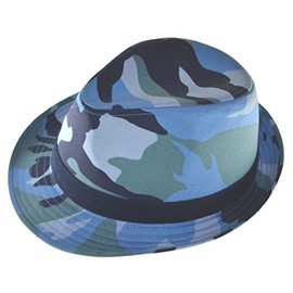 The G Cap G Men's Camouflage Fedora Hat Blue Camo (M/L)