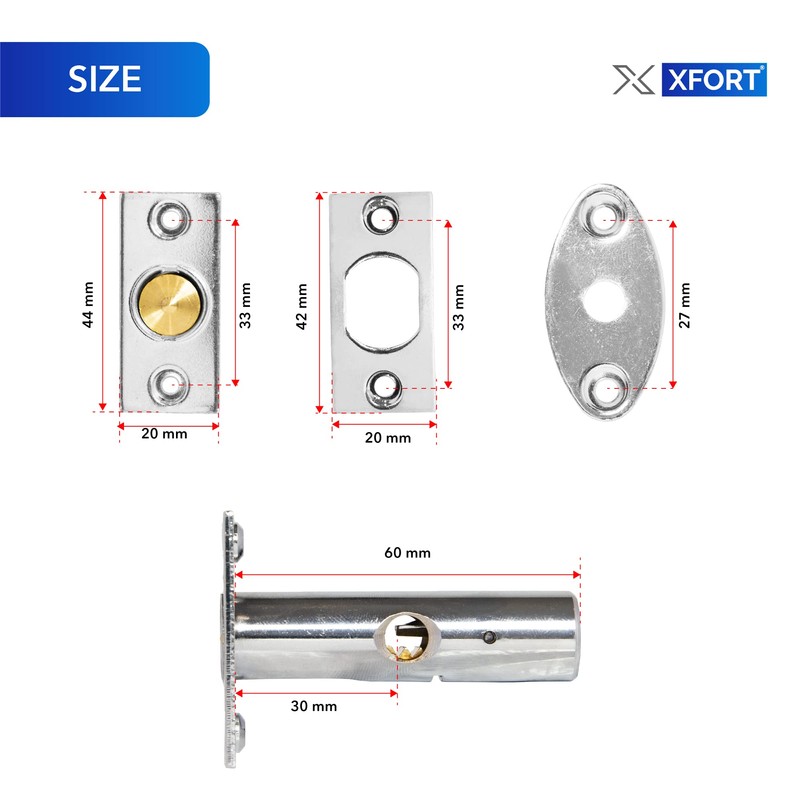 XFORT® 2 Pack Mortice Door Bolts with 2 Star Keys,